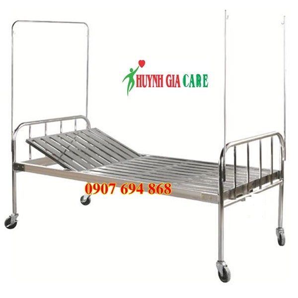 Giường inox nâng đầu có bánh xe