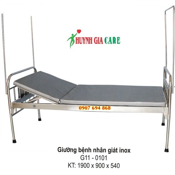 Giường inox nâng đầu không bánh xe