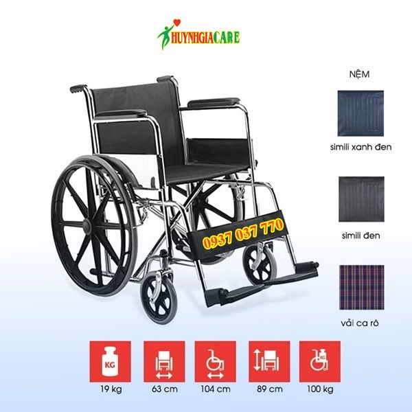 Xe lăn sọc caro bánh mâm 809B