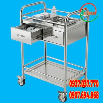 Xe đẩy inox 2 tầng